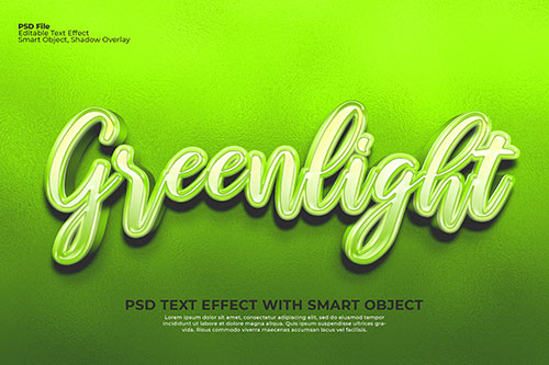 Editable greenlight text 3d effect photoshop green color