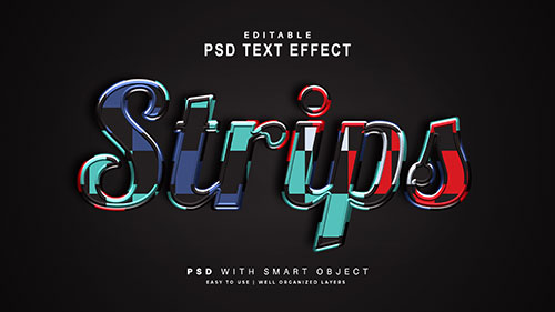 Strips text effect editable text smart object