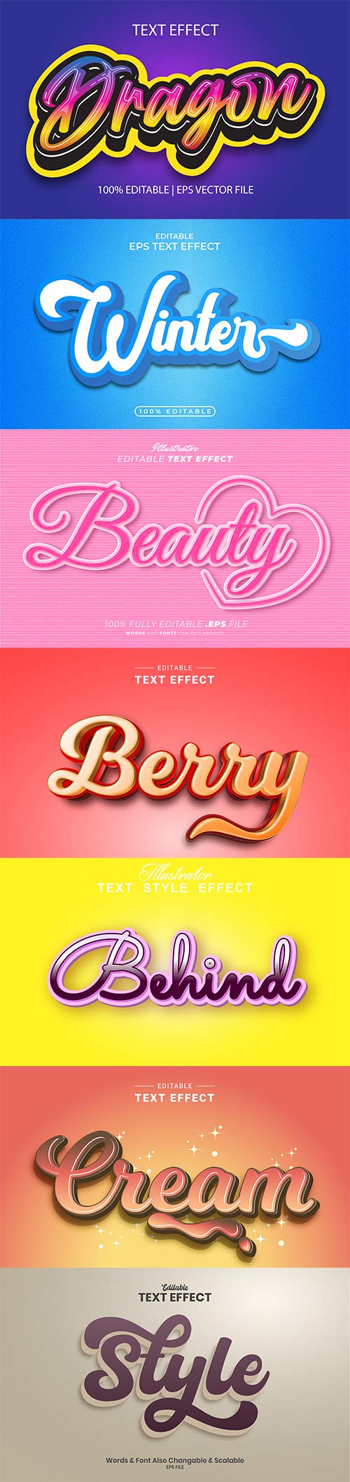 3d editable text style effect vector vol 898