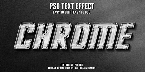 Chrome text effect editable font psd