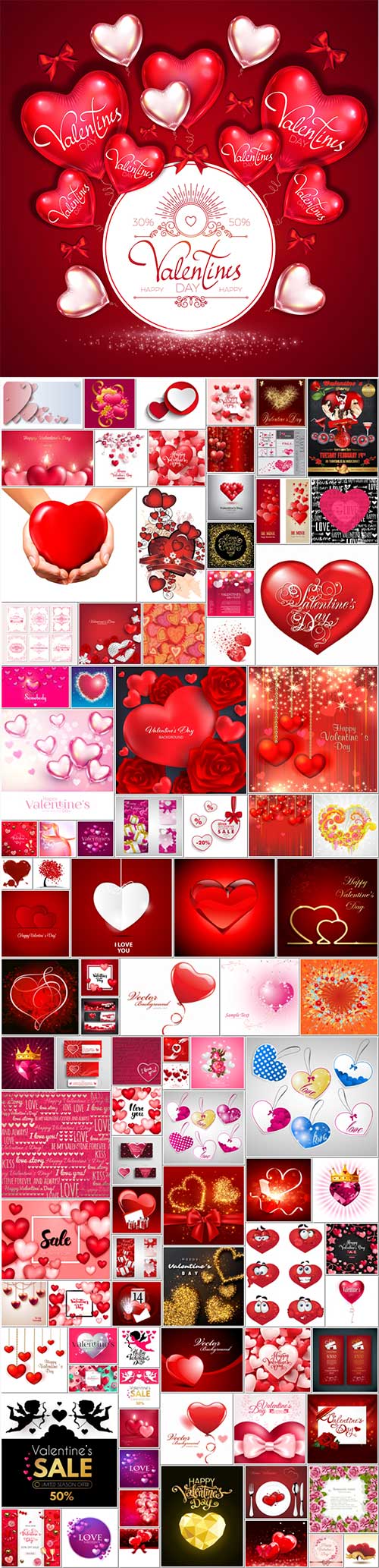 100 Bundle Happy Valentines Day, love, romance, hearts in vector vol 2