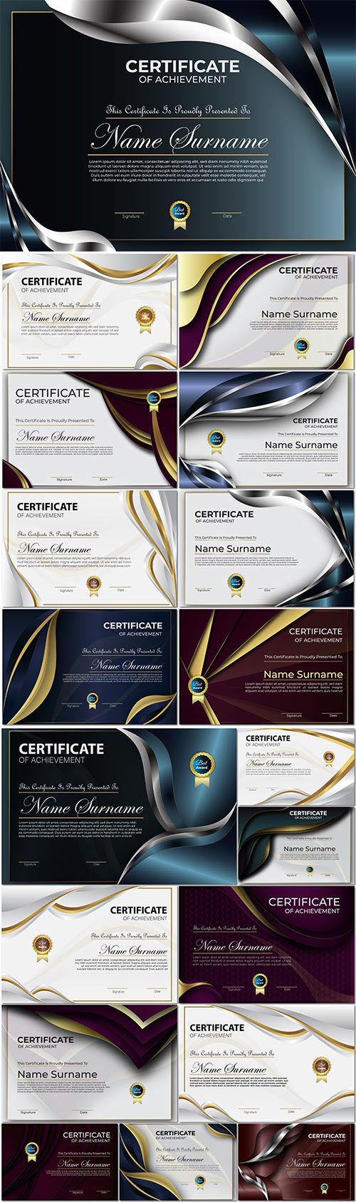 Diplomas and certificate illustration premium vector