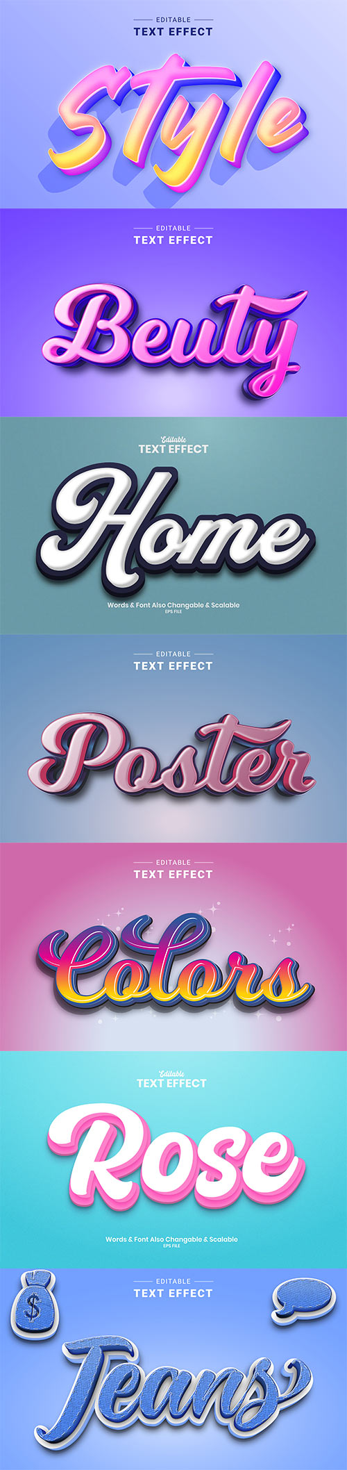 3d editable text style effect vector vol 897