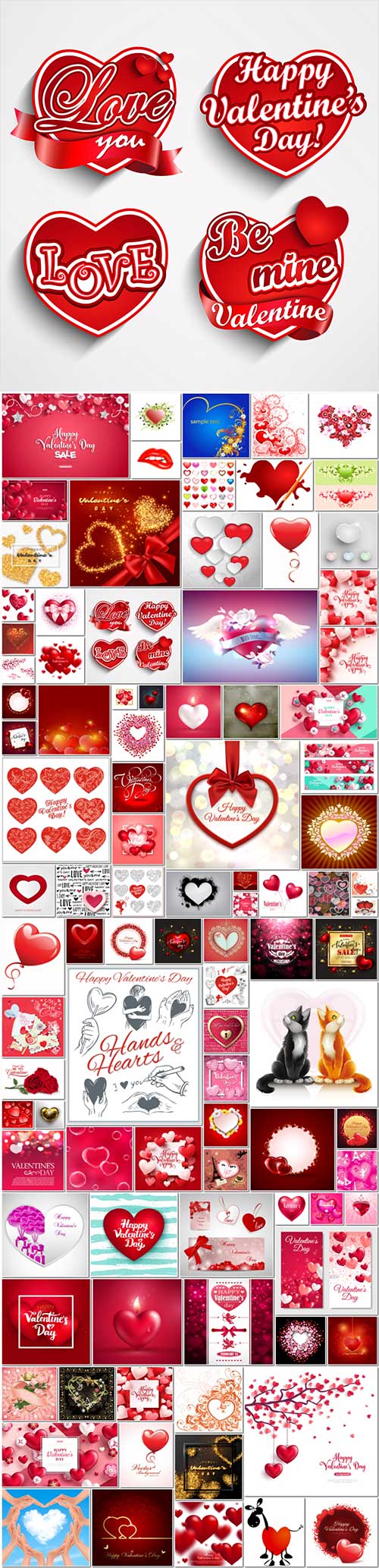 100 Bundle Happy Valentines Day, love, romance, hearts in vector vol 5