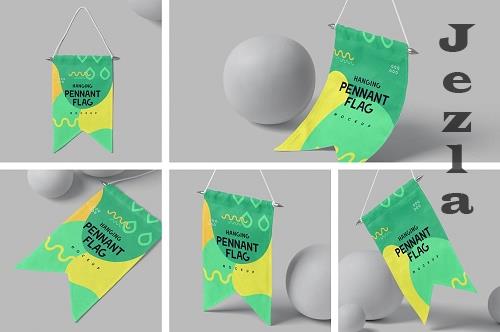 Hanging Pennant Flag Mockups - 6901421