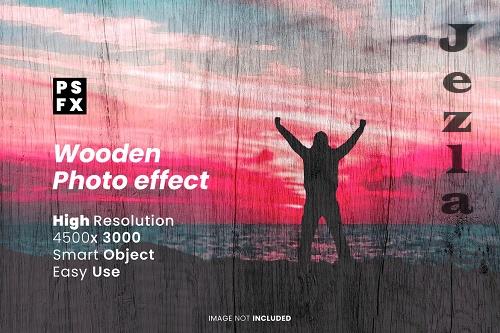 Wooden psd photo effect