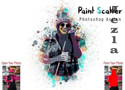 Paint Scatter Photoshop Action - 6958814