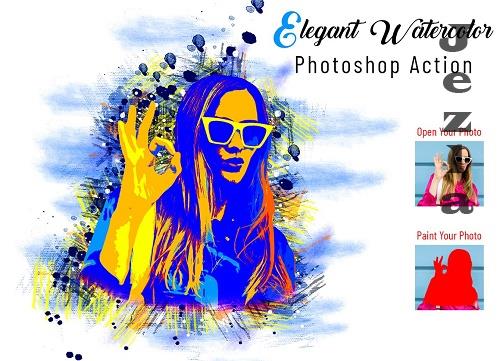 Elegant Watercolor Photoshop Action - 6966491