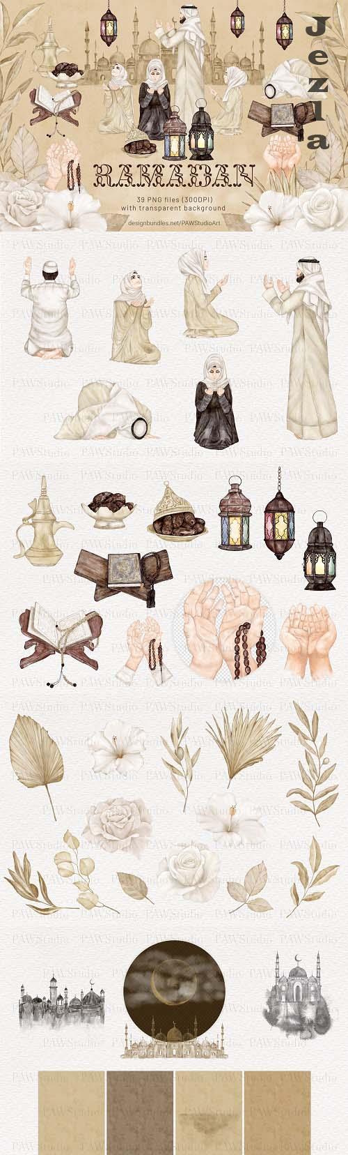 Ramadan Clipart Arabic Illustration Islamic Watercolor - 1813301