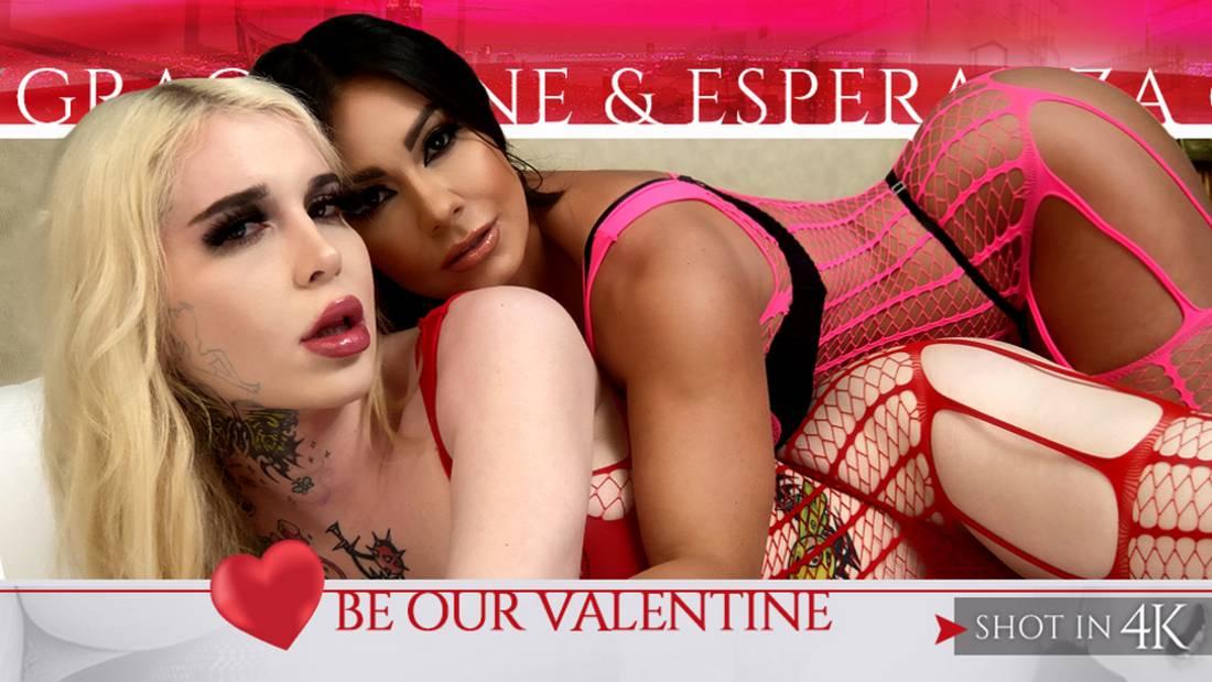 [TransAtPlay.com / Trans500.com] Gracie Jane & Esperanza Gomez / Be Our Valentine (tap365) (11-02-2022) [2022 г., Transsexuals, Shemale, All Sex, Big Tits, Bubble Butt, Cumshot, Handjob, Shemale On Female, 720p, SiteRip]