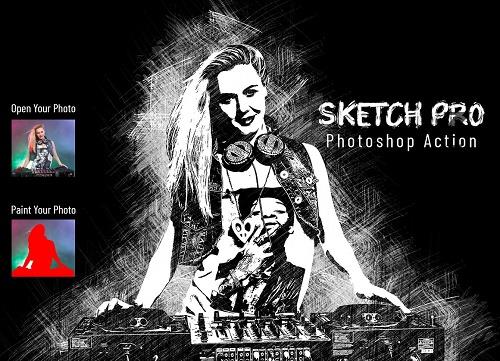 Sketch Pro Photoshop Action - 6976105