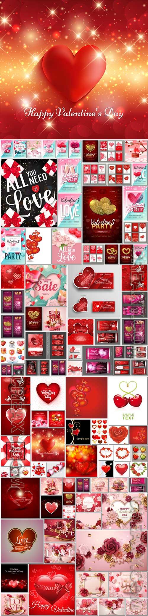 100 Bundle Happy Valentines Day, love, romance, hearts in vector vol 12
