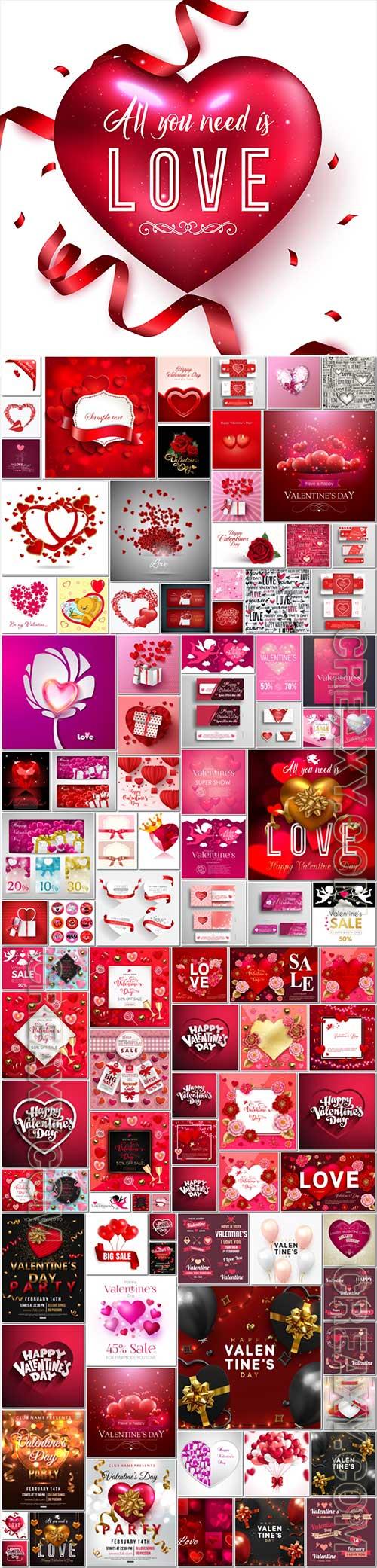 100 Bundle Happy Valentines Day, love, romance, hearts in vector vol 9