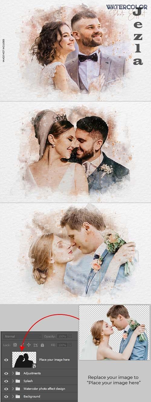 Watercolor Wedding Photo Effect - 35279823