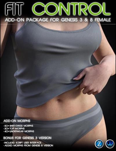 FIT CONTROL ADD ON FOR GENESIS 3 & 8 FEMALE (LATEST UPDATE FOR VERSION 1.3)