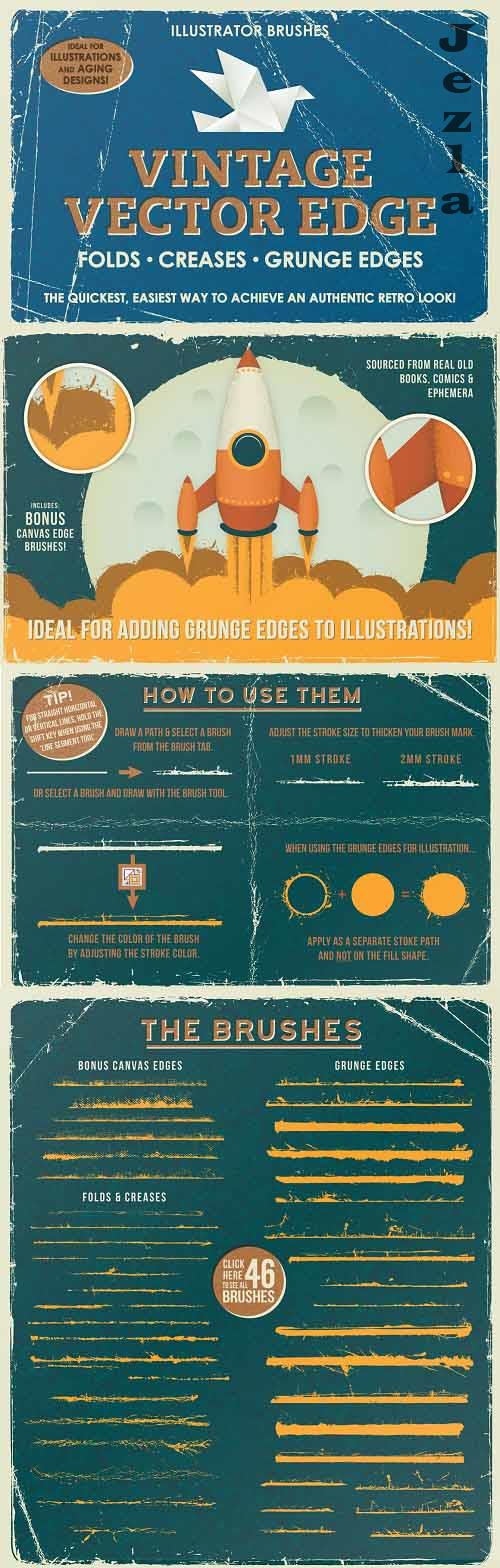 Vintage Vector Edge Brushes - 381792