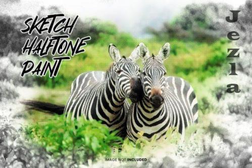 Sketch Halftone Paint Photo Effect
