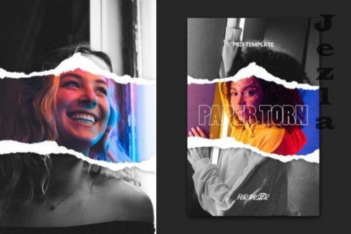 Paper Torn Poster Photo Effect