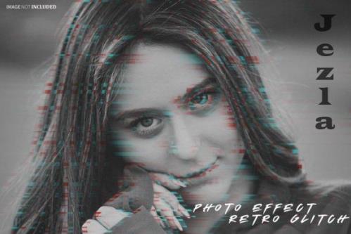 Retro Glitch Photo Effect - psd mockup