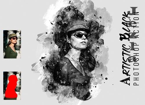 Artistic Black Photoshop Action - 7001235