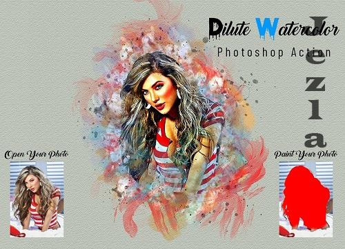 Dilute Watercolor Photoshop Action - 7012878 Dilute Watercolor Photoshop Action - 7012878