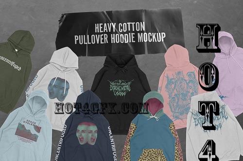 Heavy Cotton Pullover Hoodie Mockup - 6169835