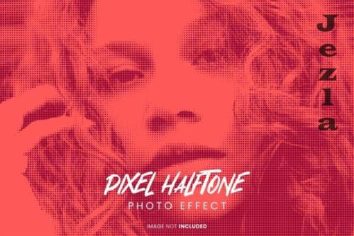 Pixel Halftone Photo Effect