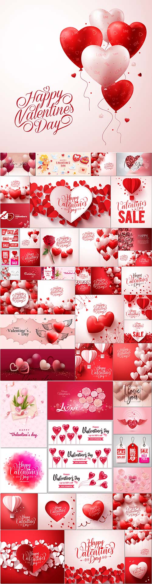 Valentines day concept background vector illustration red and pink hearts vector