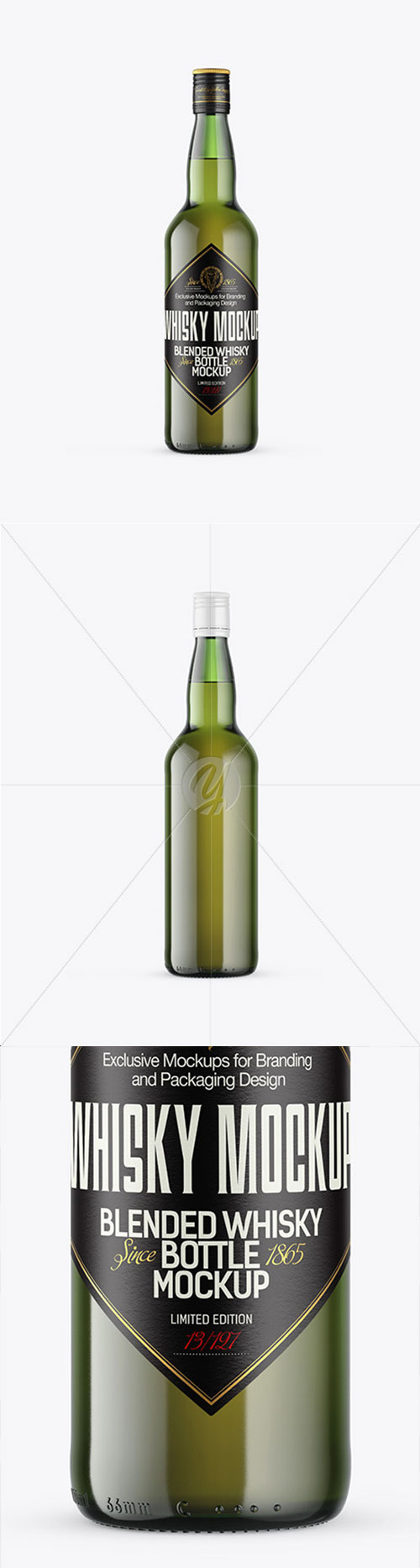 Green Glass Whiskey Bottle Mockup 72827