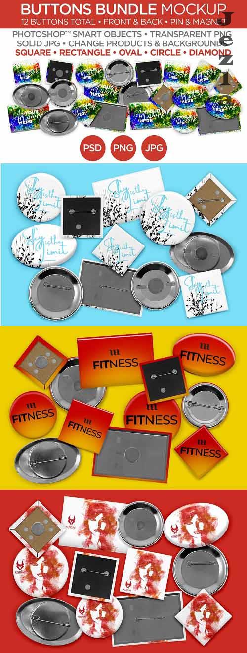 Buttons Bundle Mockups & Templates - 6998078