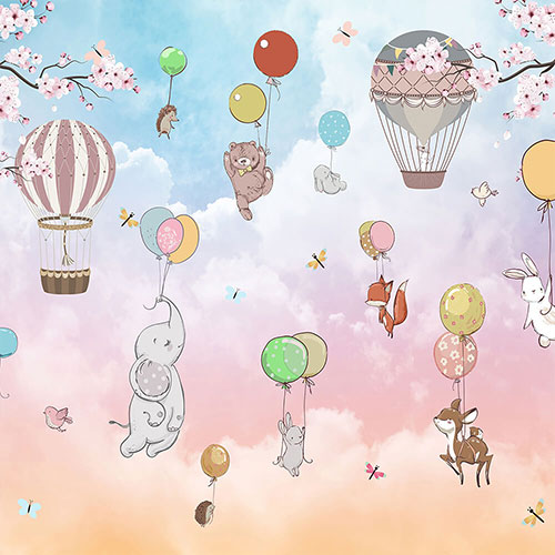 3D texture cartoon animals in balloons