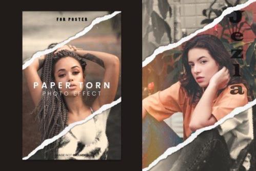 Paper Torn Poster Photo Effect PSD