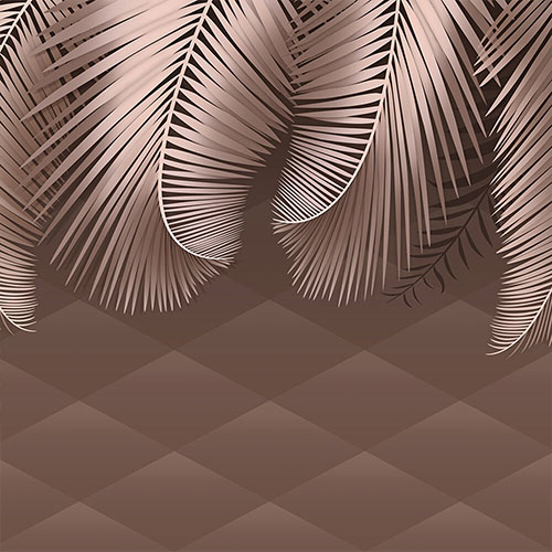 3D texture exotic leaves on brown background