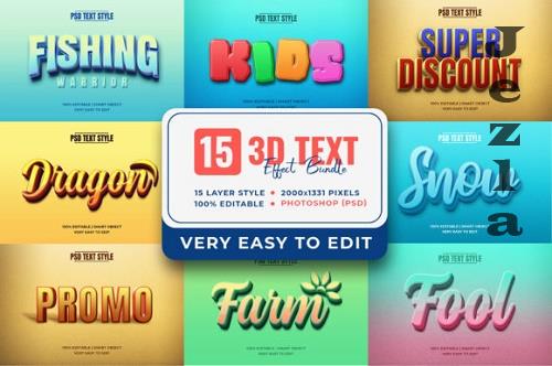 Editable 3D Text Style Effect Bundle PSD Vol -2