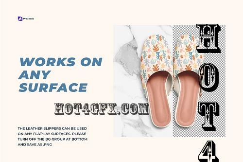 Female Leather Slippers Mockup - 6905542