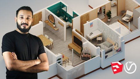 Udemy - 3D Floor Plan Masterclass with Sketchup, Vray & Flextools