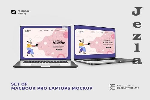 Set Of MacBook Pro Laptops Mockup - 6936811