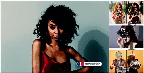 Canvas Halftone Painting Photoshop Action
