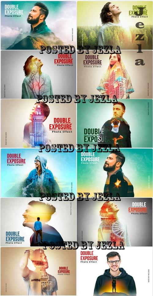 Double Exposure Photo Effect Template Bundle - 12 Premium Graphics