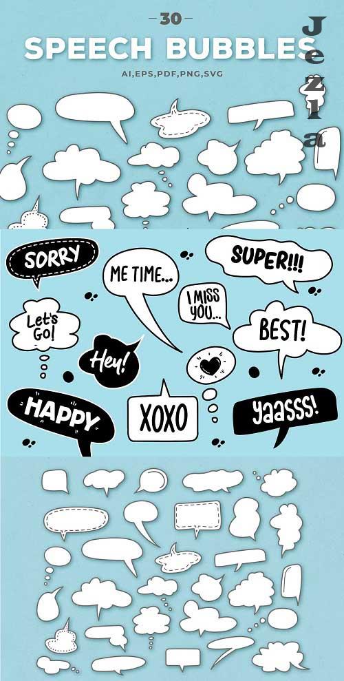 30 Speech Bubbles Comic Vector - 7035721