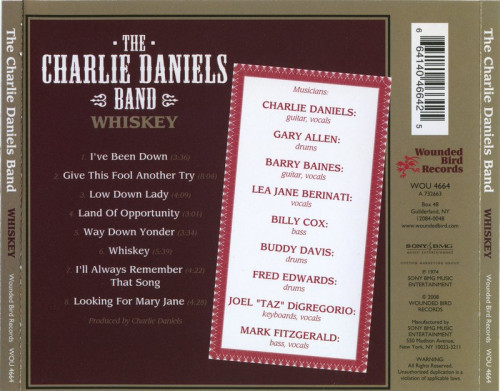 The Charlie Daniels Band - Whiskey (1974) (2008) lossless