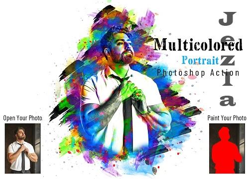 Multicolored Portrait Photoshop Action - 7041043
