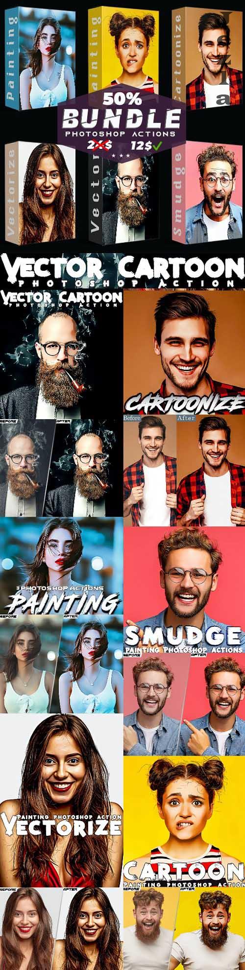 Bundle Cartoon Painting Photoshop Actions - 36497200