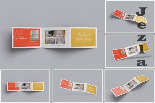 A4 Landscape Trifold Brochure Mockup - 7040703