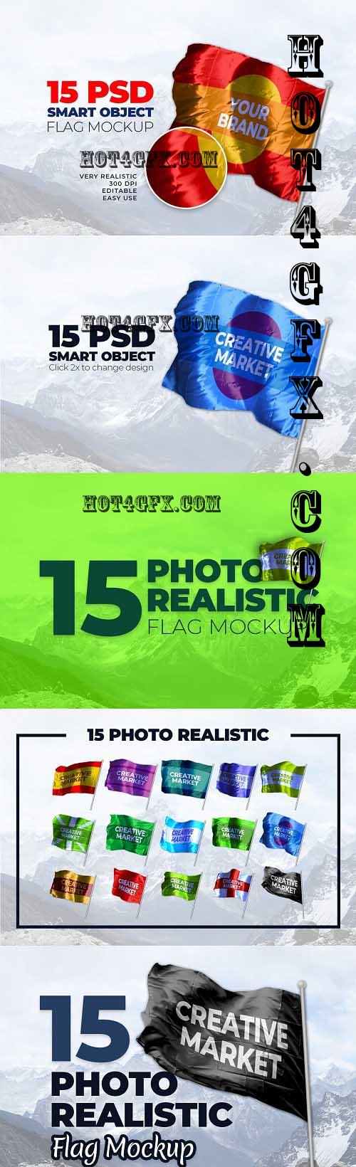 15 Photo Realistic Flag Mockups - 7043450