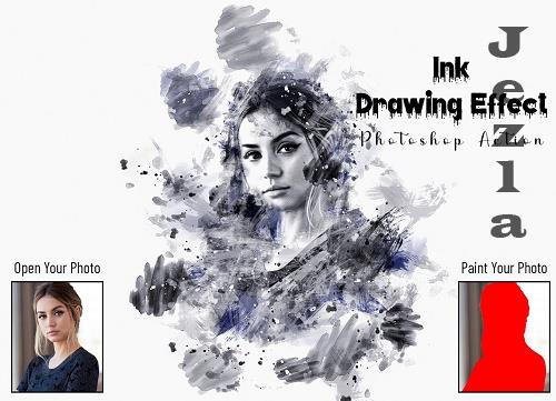 Ink Drawing Effect Photoshop Action - 7048499