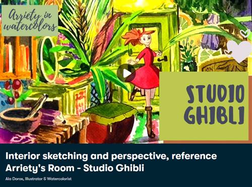 Interior Sketching and Perspective, Reference Arriety's Room - Studio Ghibli