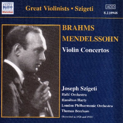 Johannes Brahms - Brahms & Mendelssohn  Violin Concertos (Szigeti) (1928, 1933)