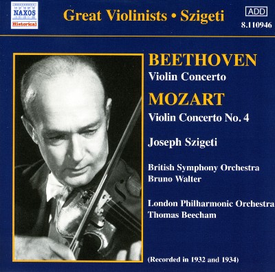 Ludwig van Beethoven - Beethoven   Mozart  Violin Concertos (Szigeti) (1932, 1934)