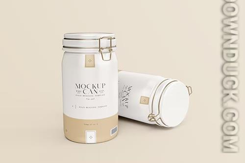 Tin Jar with Clip Lid Mockup Tin Jar with Clip Lid Mockup